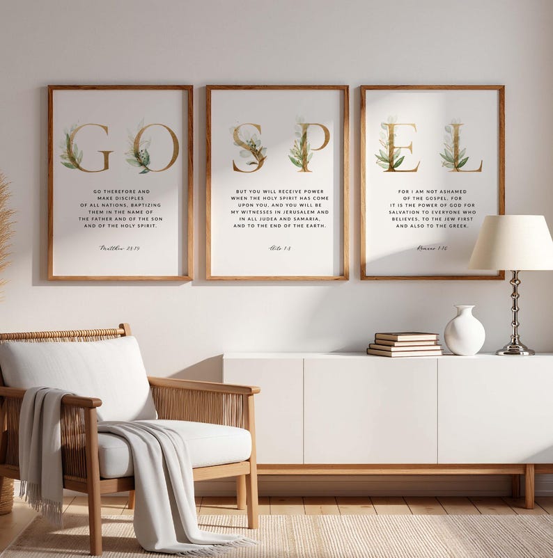 Matthew 28:19 Gospel Bible Verse Wall Art, Set of 3 Scripture Print ...