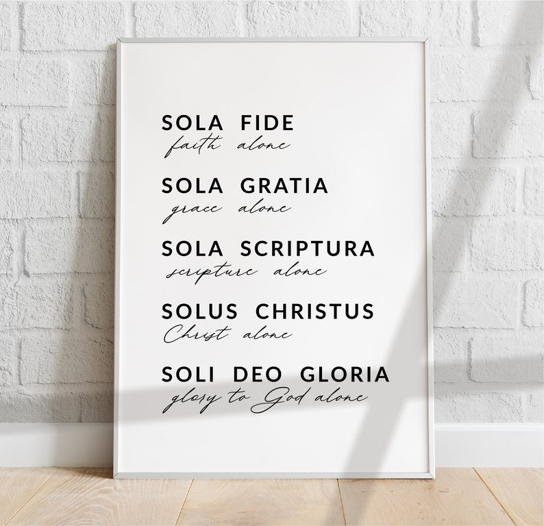The 5 Solas Gratia Fide Christian Printable Wall Art The 5 Etsy