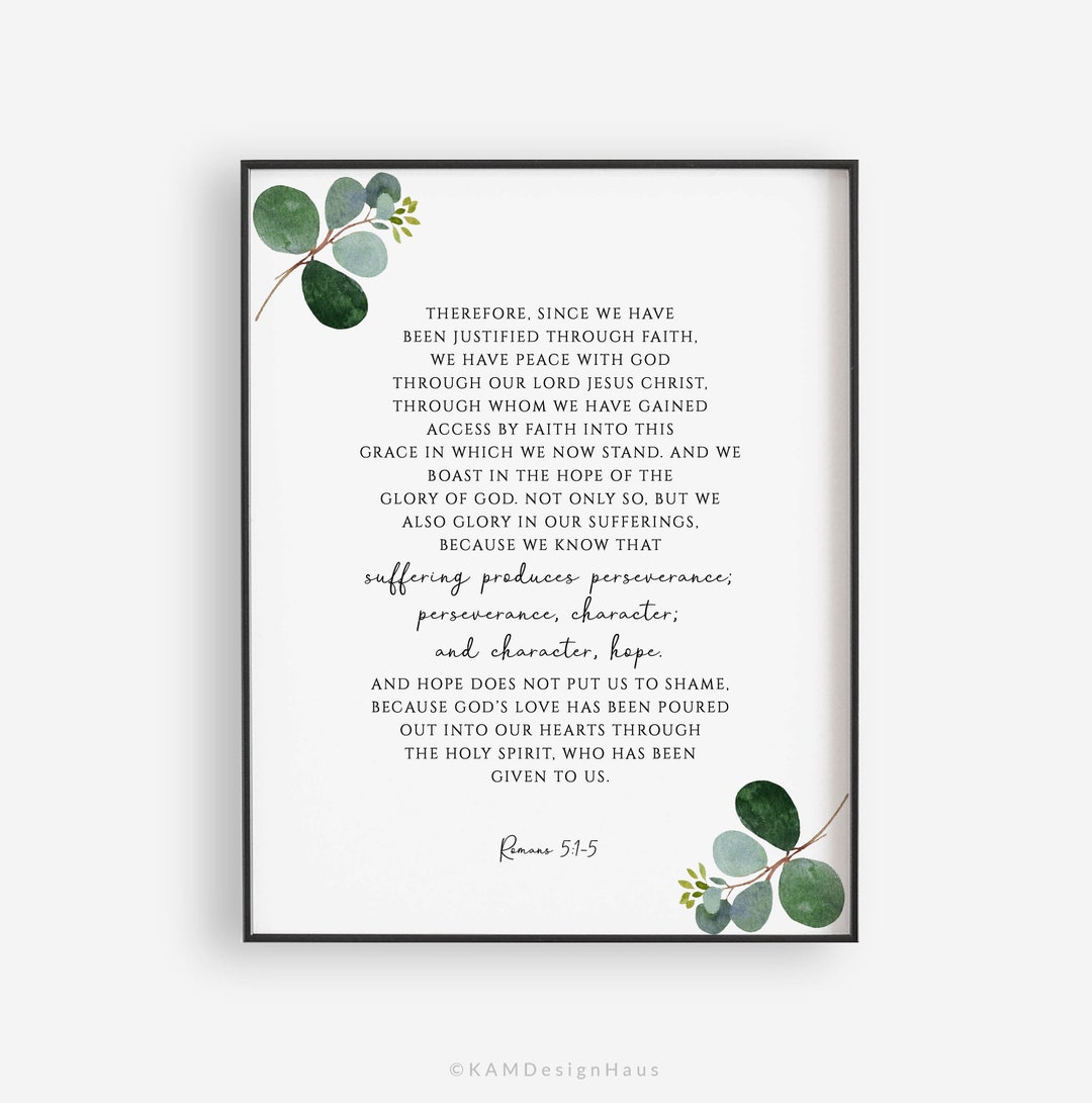 Romans 5:1-5 Perseverance Hope Bible Verse Print, Printable Wall Art ...