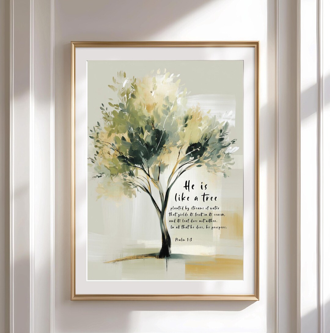 Psalm 1:3 Bible Verse Wall Art Printable, He is Like a Tree, Abstract ...