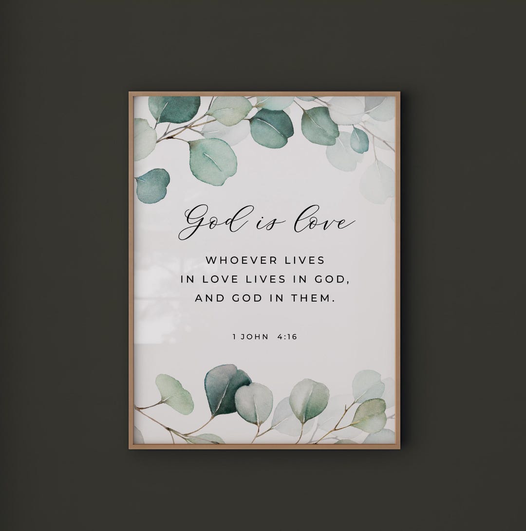 1 John 4:16 God is Love Bible Verse Wall Art, Christian Art, Bible ...
