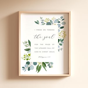 Philippians 3:14 Toward The Goal Bible Verse Wall Art, Downloadable Scripture Print, Bible Verse Card Download, 5x7, 8x10, 11x14, 16x20, A3