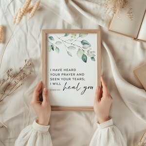 Christian wall art with 2 Kings 20:5, healing bible verse perfect for christian gift.