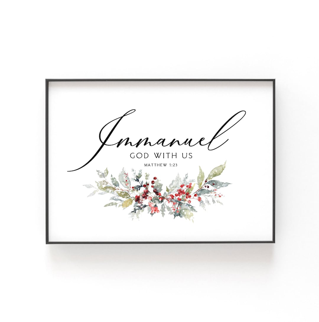 Immanuel Christmas Wall Art, Printable Wall Art, Frosty Leaves Digital ...