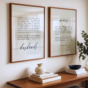 Ephesians 5:22-28 Wives And Husbands Bible Verse Printable Wall Art, Set of 2 Scripture Prints Download, Christian Posters for Bedrooms