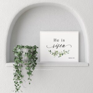 He is Risen Easter Wall Art, Printable Wall Art, Easter Scripture Print ...