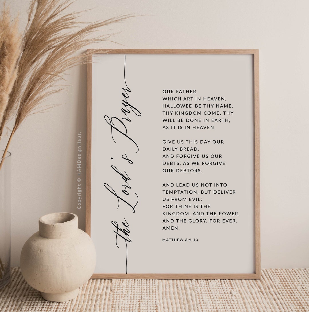 The Lord's Prayer KJV Matthew 6:9-13 Bible Verse Printable - Etsy