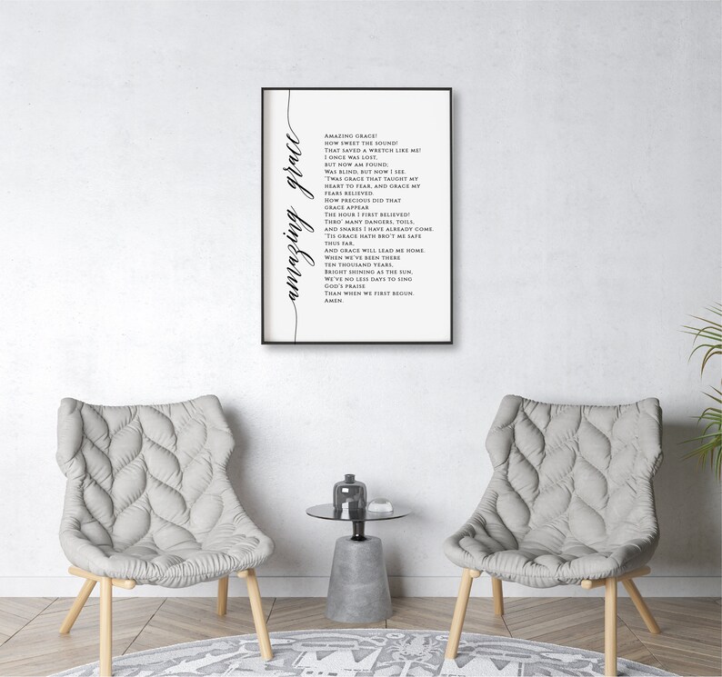 Amazing Grace Lyrics Printable Wall Art Amazing Grace Digital Etsy