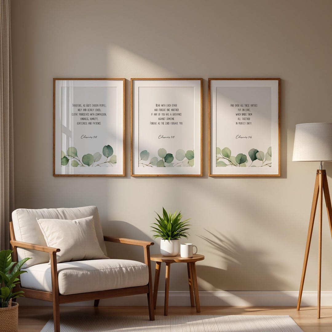 Colossians 3:12-14 Set of 3 Bible Verse Wall Art, Printable Wall Art ...