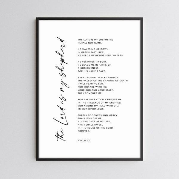 Psalm 23 Modern Bible Verse Wall Art, The Lord Is My Shepherd Printable, Downloadable Scripture Print, 18x24, 16x20, 11x14, 8x10, A2, A3