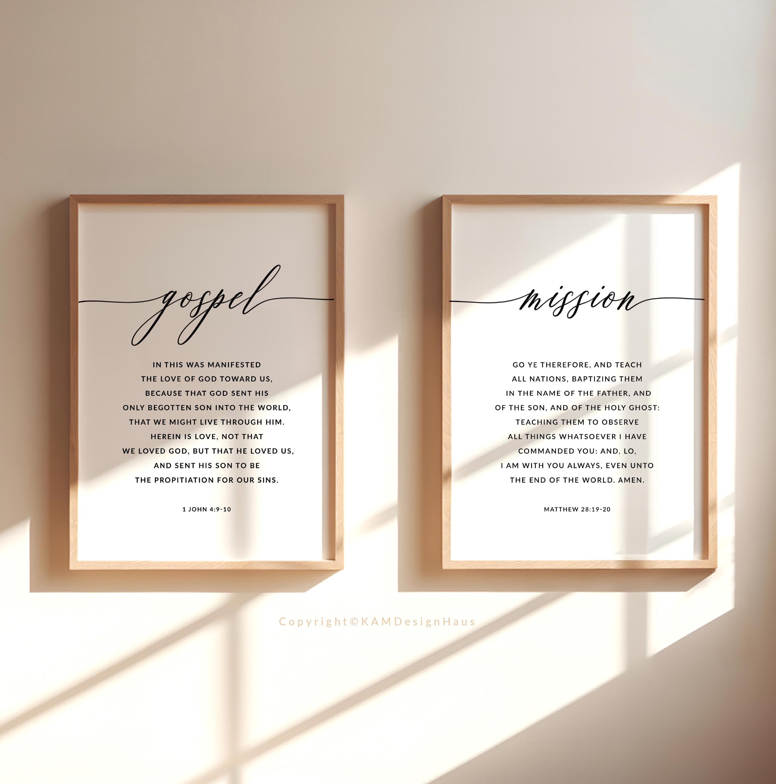 Set of 3 Gospel Mission KJV, Bible Verse Wall Art, Matthew 28:19-20 ...