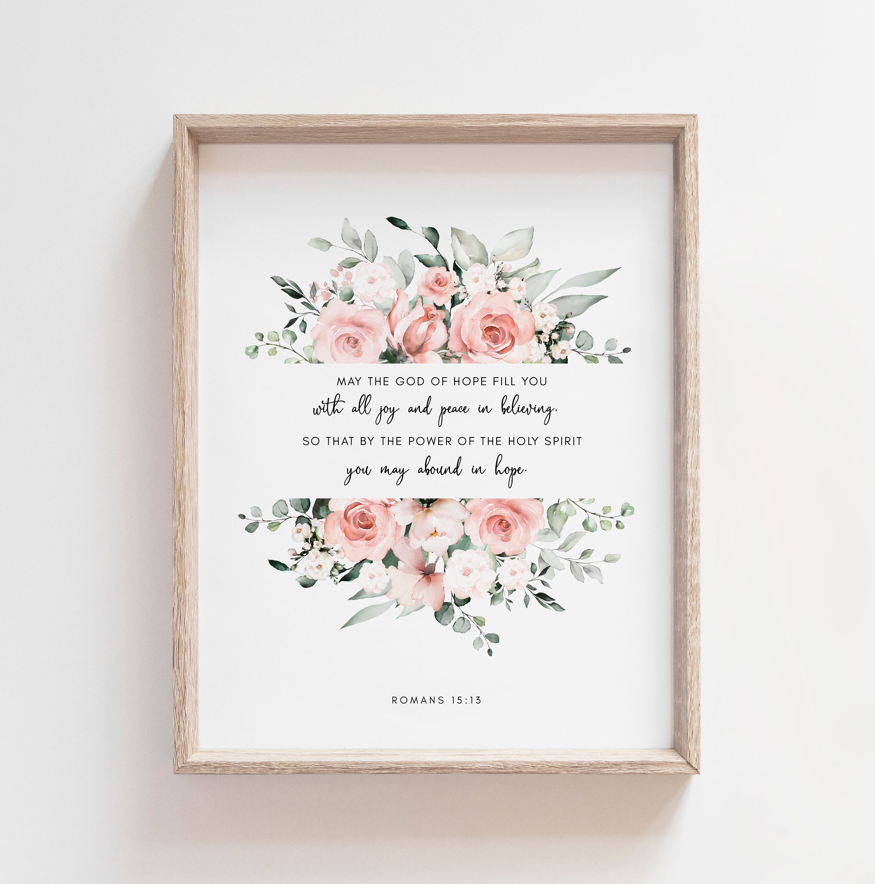 Romans 1513 Abound in Hope Bible Verse Print Printable Wall Etsy