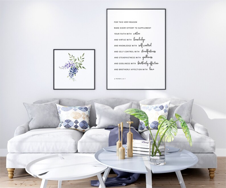 2 Peter 1:5-7 Bible Verse Wall Art Printable Wall Art | Etsy