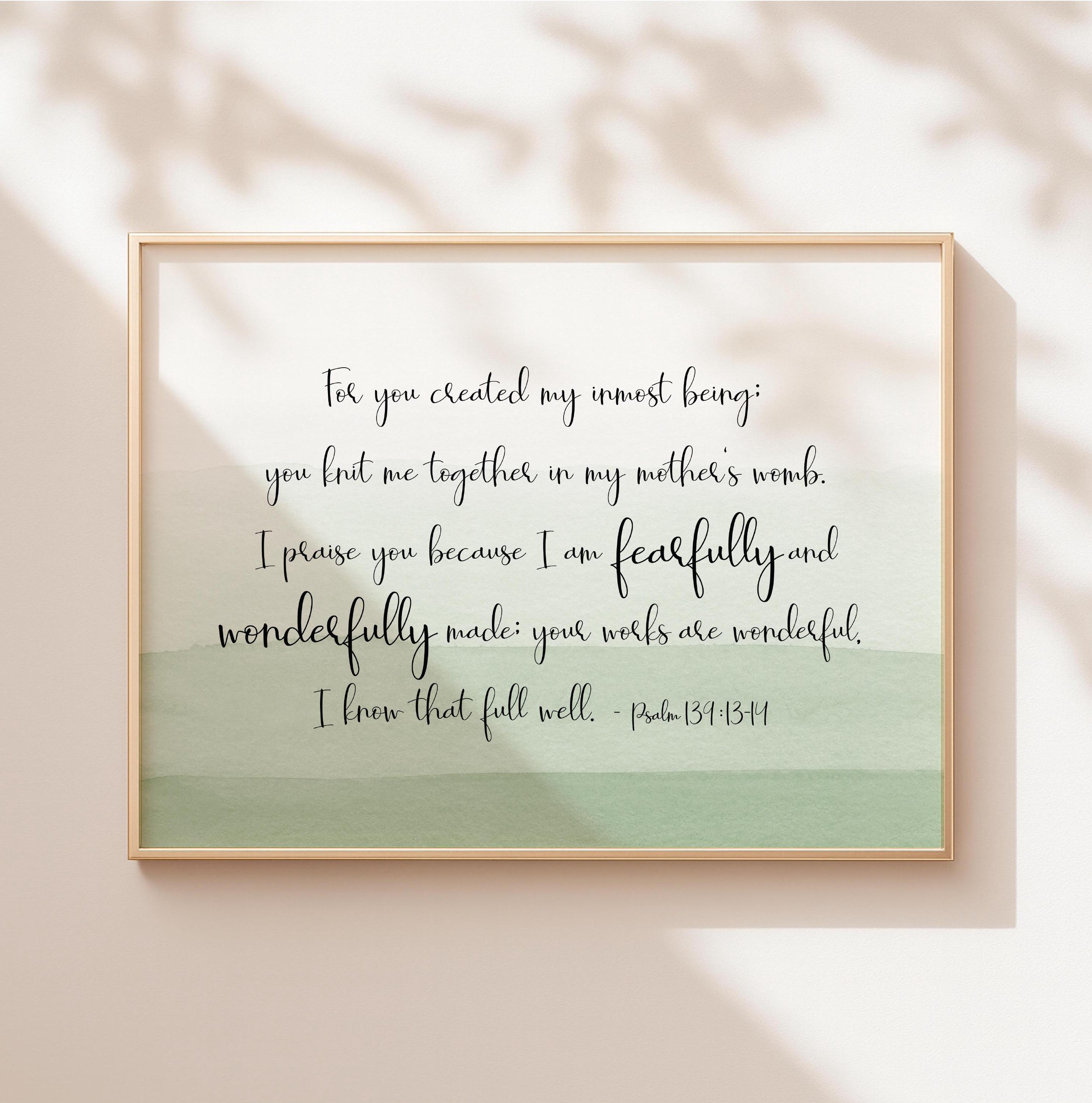 Psalm 139:13-14 Horizontal Bible Verse Print, Printable Wall Art ...