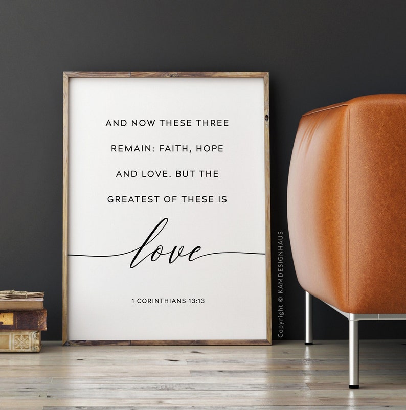 1 Corinthians 13:13 Love Bible Verse Wall Art, Printable Wall Art ...