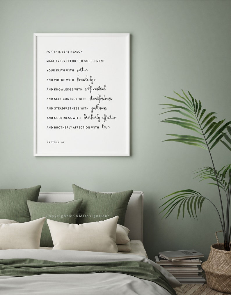 2 Peter 1:5-7 Bible Verse Wall Art Printable Wall Art - Etsy
