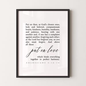 Colossians 3:12-14 Kindness Patience Bible Verse Printable Wall Art, Christian Wall Decor, Scripture Download, 16x20, 18x24, 24x36, A3, A2