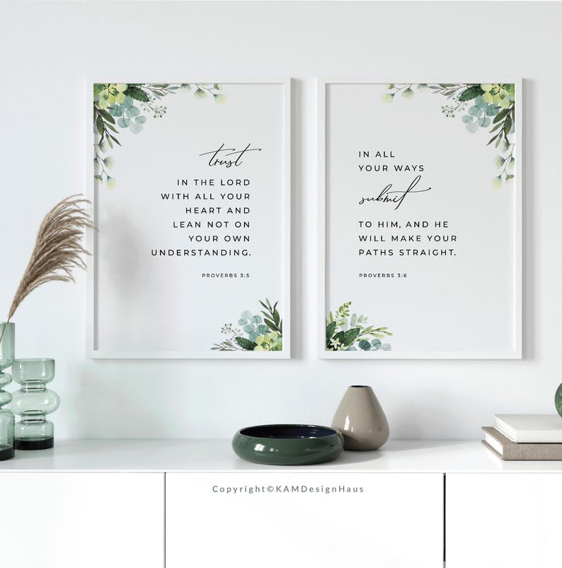 Proverbs 3:5-6 Trust in the Lord Bible Verse Wall Art, Printable Wall ...