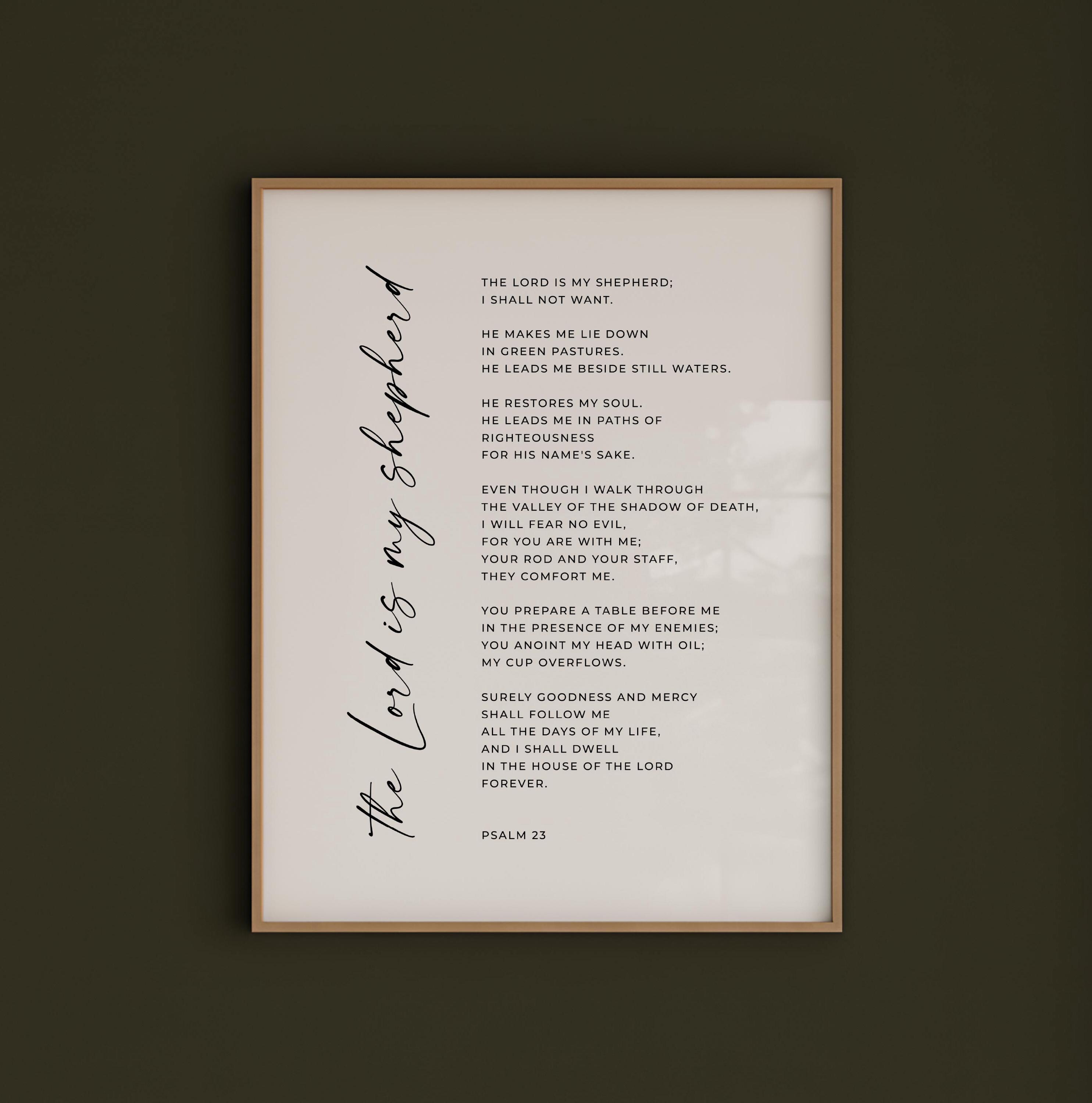 Psalm 23 Modern Bible Verse Wall Art, the Lord is My Shepherd Printable ...