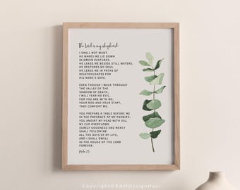 Psalm 23 The Lord Is My Shepherd Bible Verse Wall Art, Printable Wall Art, Large Scripture Digital Print, 8x10, 11x14, 16x20, 18x24, A4, A3