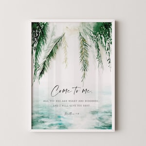 Matthew 11:28 Come To Me Bible Verse Wall Art, Printable Wall Art, Scripture Print Download, Christian Gift, Landscape Bible Verse Wall Art
