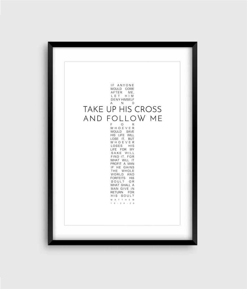 Matthew 16:24-26 Bible Verse Wall Art Take up His Cross - Etsy