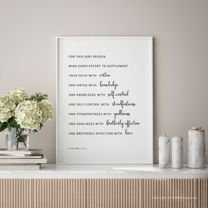 2 Petrus 1:5-7 Bijbelvers Muurdecoratie, Printbare Muurdecoratie, Christelijke Muurdecoratie, Bijbeltekstposter Download, 8x10, 11x14, 16x20, 20x30, A3, A4 afbeelding 7
