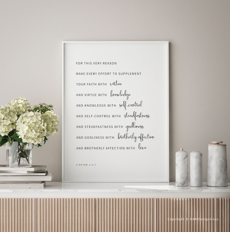 2 Peter 1:5-7 Bible Verse Wall Art Printable Wall Art - Etsy