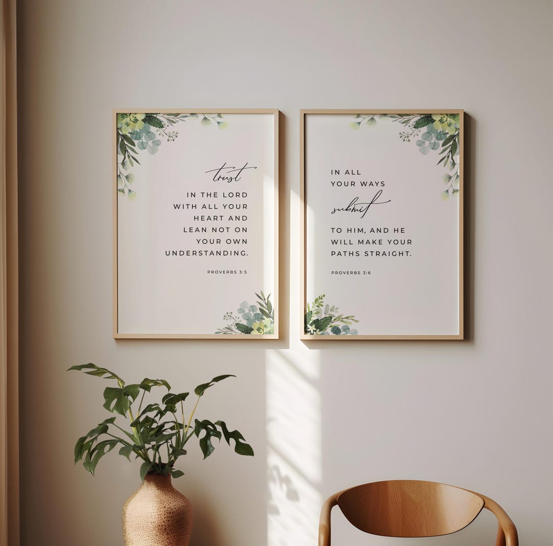 Proverbs 3:5-6 Trust in the Lord Bible Verse Wall Art, Printable Wall ...