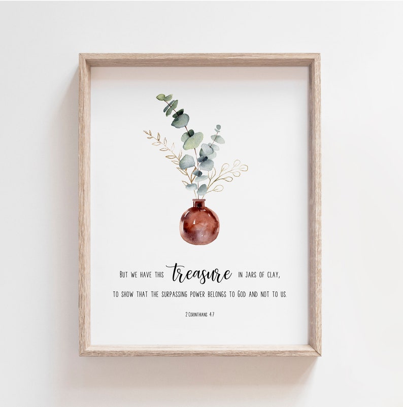 2 Corinthians 47 Treasure in Jars of Clay Bible Verse Wall Etsy