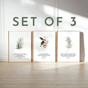 Set of 3 Bible Verse Wall Art, Philipians 4:6-8 Printable Wall Art ...