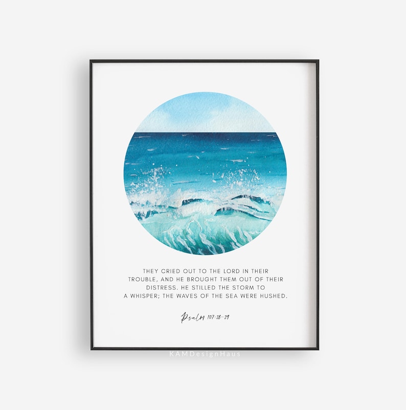 Psalm 93:4 Mightier Bible Verse Print 8x10 Isaiah 43 Bible Verse Digital Print 11x14 16x20 Scripture Wall Art A3 Printable Wall Art