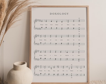 Doxology, Hymn Sheet Music Wall Art, Hymn Print, Printable Wall Art, Praise God from Whom All Blessings Flow, Christian Print Download
