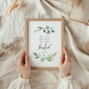 Isaiah 53:5 We Are Healed Bible Verse Printable Wall Art, Scripture Print Download, Easter Card, Christian Gift, 5x7, 8x10, 11x14, 16x20, A3