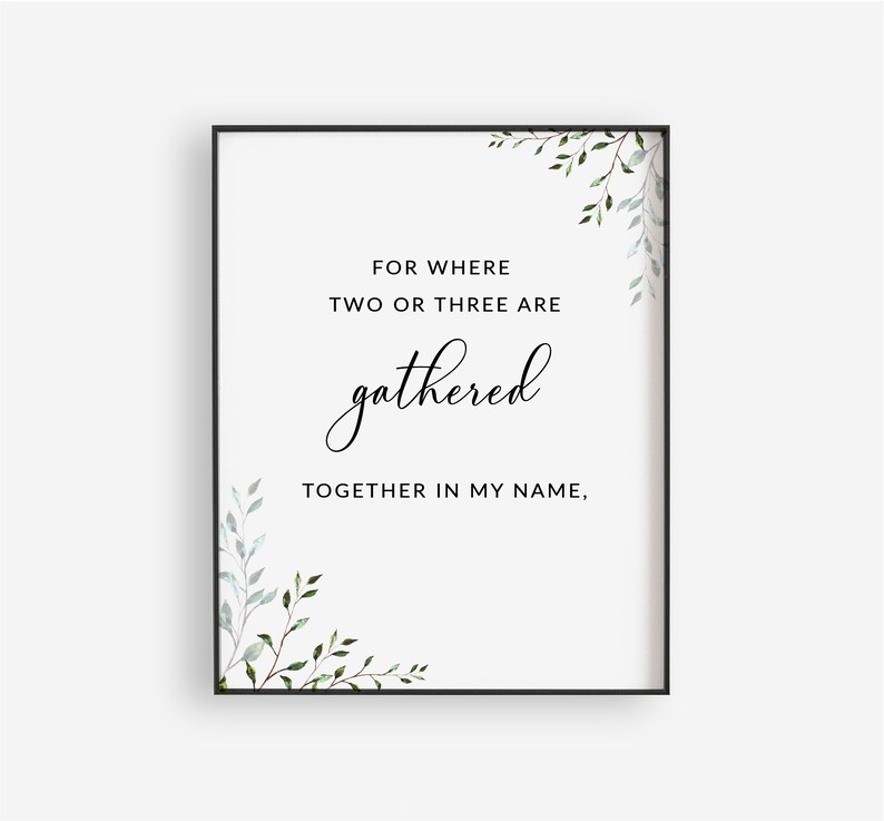 Matthew 1820 Bible Verse Printable Wall Art Dining Room Etsy