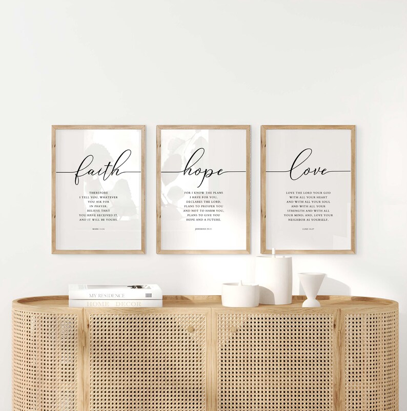 Faith Hope Love Bible Verse Wall Art, Set of 3 Printable Wall Art ...
