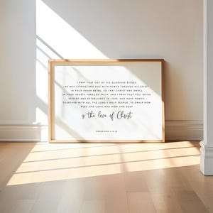 Efesios 3:16-18 - Versículos bíblicos sobre el amor de Cristo, arte mural imprimible, impresión digital moderna, escritura horizontal, 8x10, 11x14, 16x20, 24x36, A2