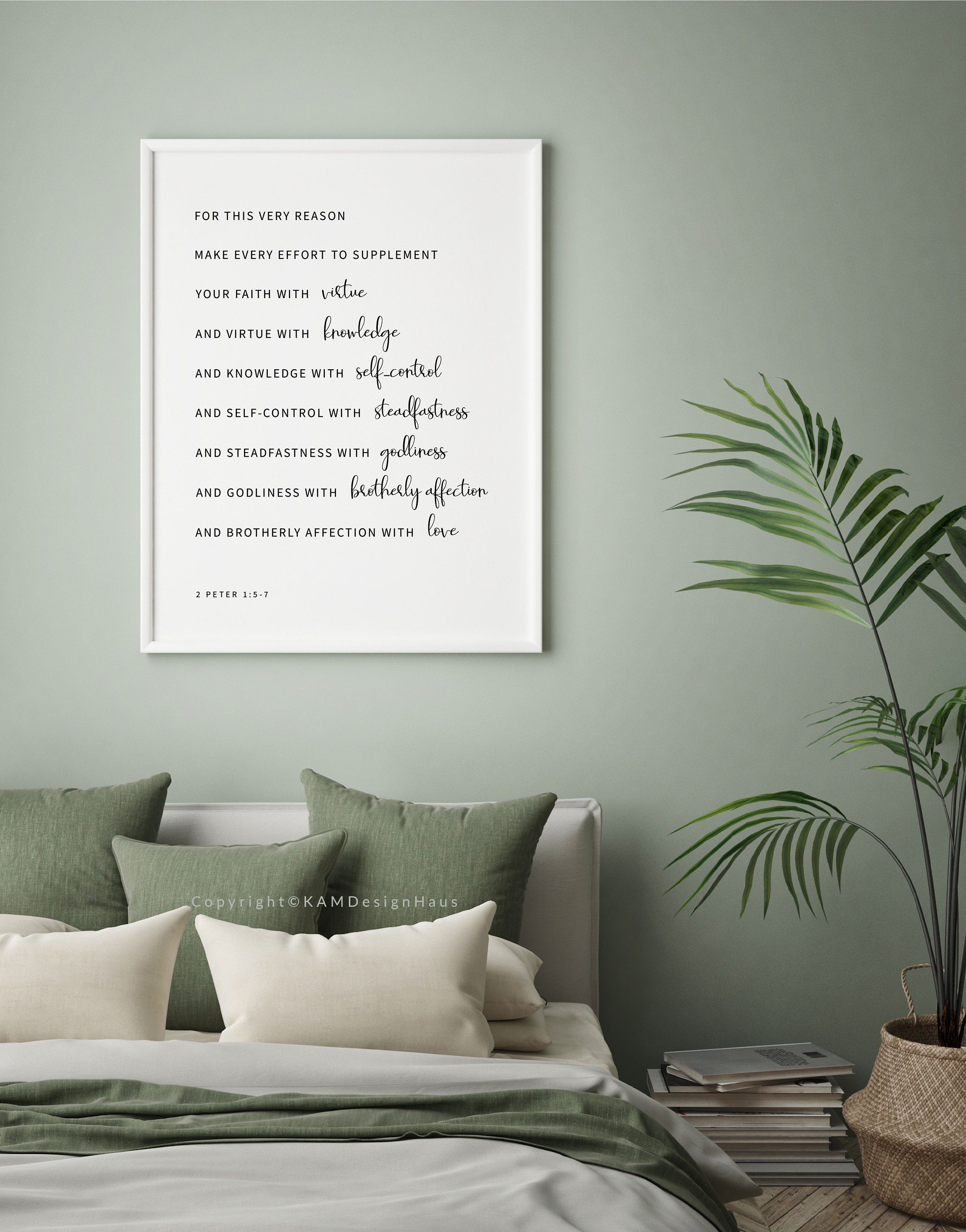 2 Peter 1:5-7 Bible Verse Wall Art Printable Wall Art | Etsy