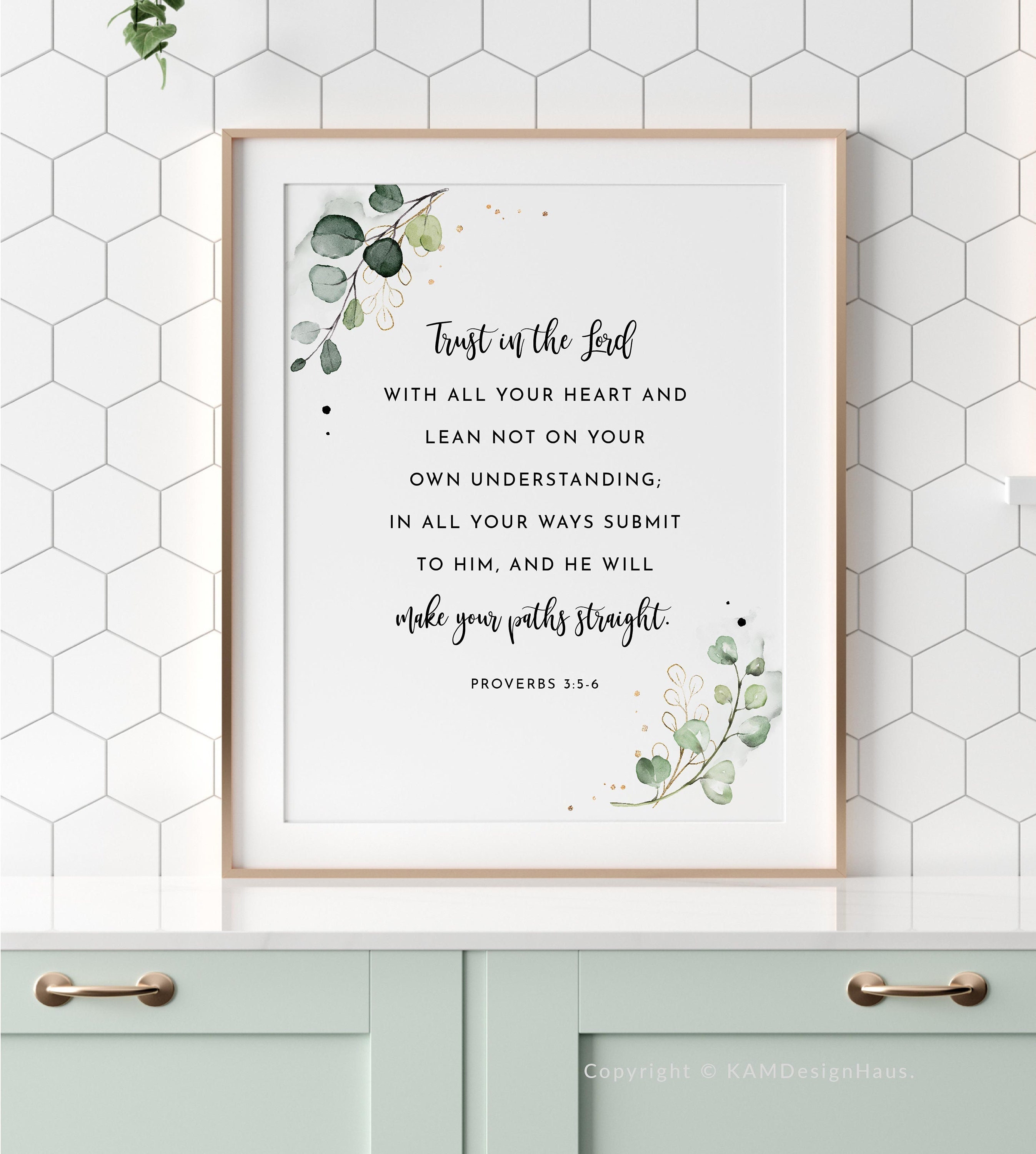 Proverbs 3 5 6 Trust in the Lord Bible Verse Wall Art Printable  