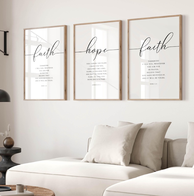 Faith Hope Love Bible Verse Wall Art, Set of 3 Printable Wall Art ...