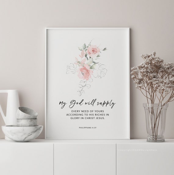 Philippians 4 19 My God Will Supply Bible Verse Printable Wall Art  