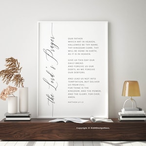 The Lord's Prayer KJV Matthew 6:9-13 Bible Verse Printable Wall Art ...