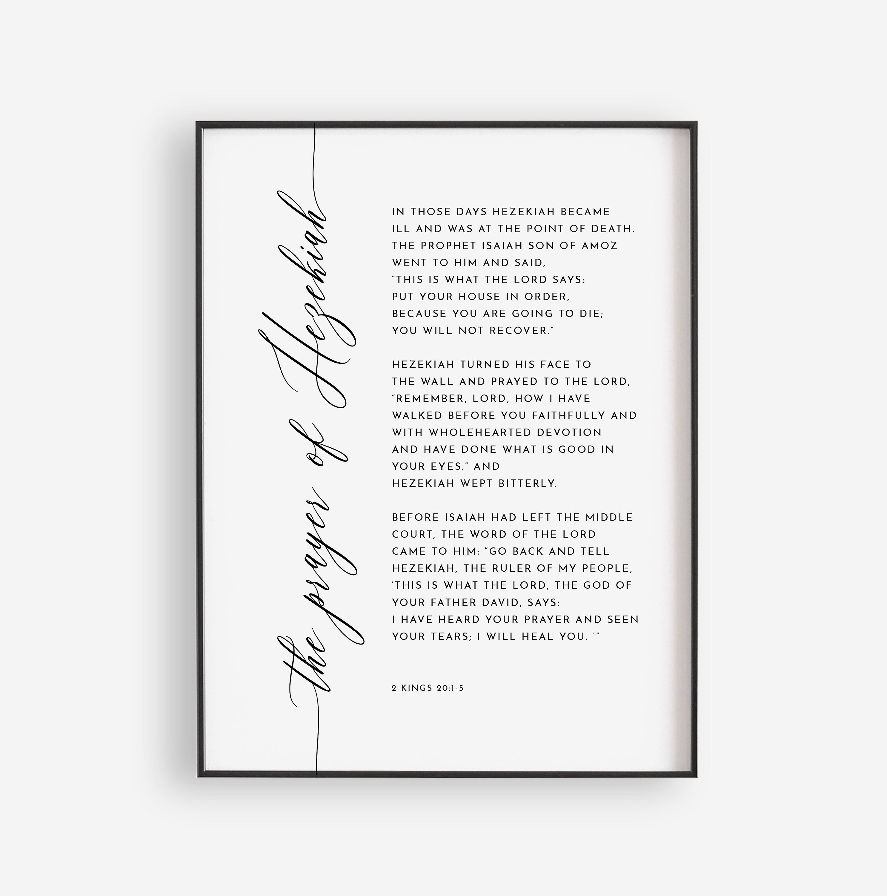 2 Kings 20:1-5 the Prayer of Hezekiah Bible Verse Wall Art - Etsy