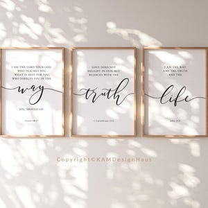 John 14:6 The Way The Truth Bible Verse Printable Wall art, Set of 3 Scripture Download, Christian Wall Decor, 11x14, 16x20, 20x30, A3, A1