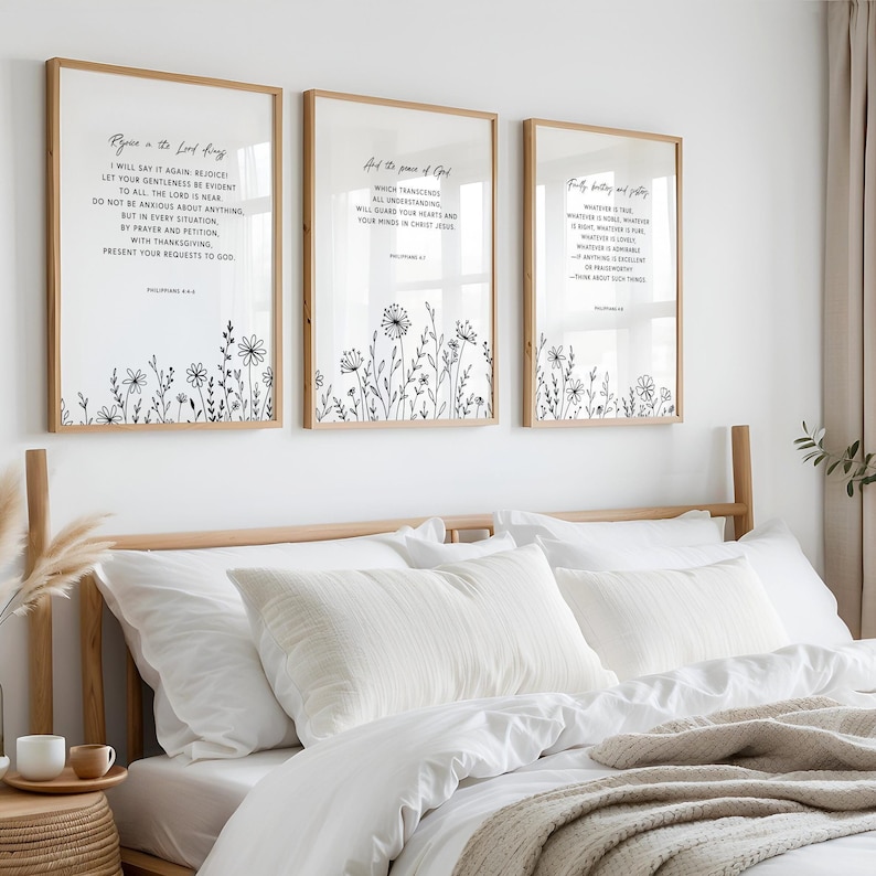 Philippians 4:4-8 Bible Verse Wall Art, Set of 3 Printable Wall Art ...