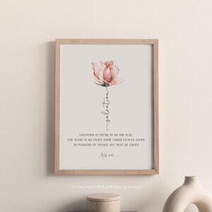 Acts 4:12 Salvation Bible Verse, Scripture Print Download, Easter Scripture Card, Floral Christian Print, 5x7, 8x10, 11x14, 12x16, 16x20, A4 image 7