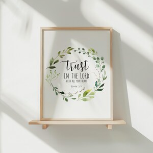 Proverbs 3:5 Trust In The Lord Bible Verse Wall Art, Printable Wall Art, Scripture Digital Print, Bible Verse Wreath, 4x6, 8x10, 11x14, A3