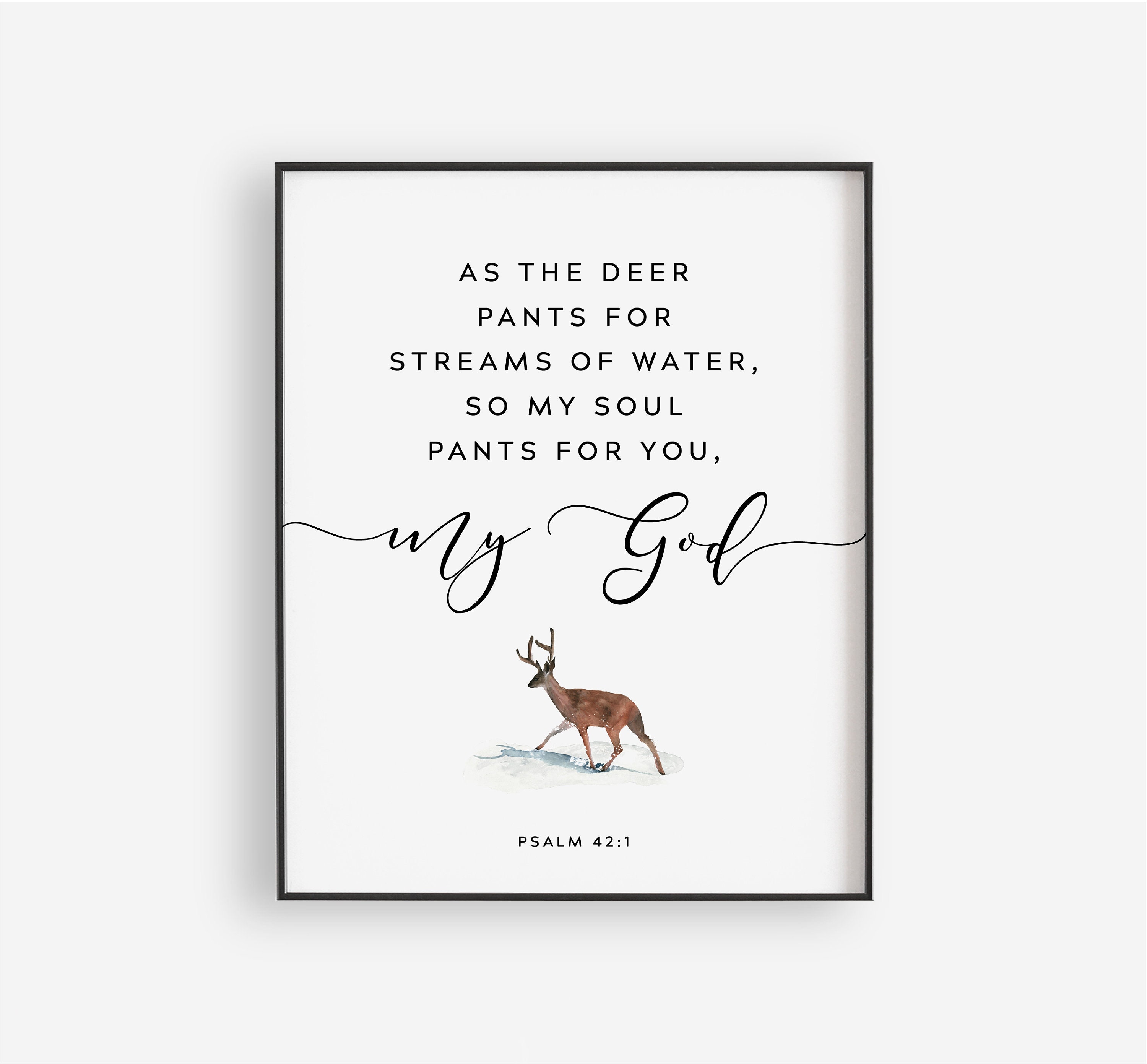 Psalm 42:1 Bible Verse Printable Wall Art My Soul Pants For | Etsy