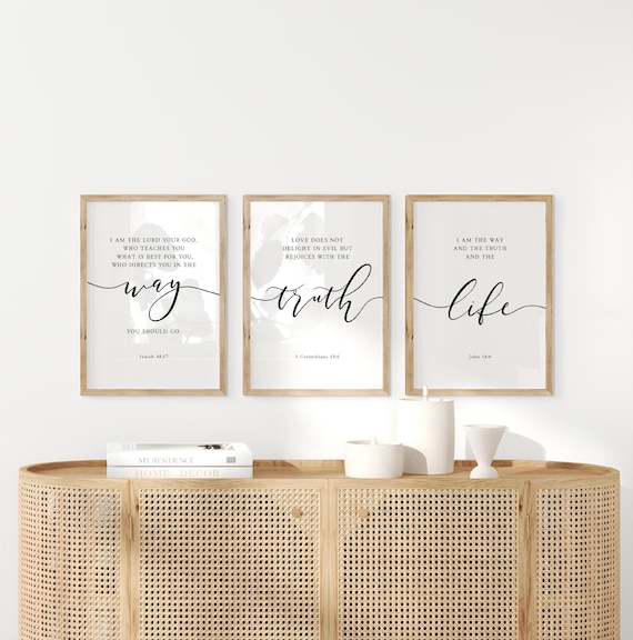 John 14:6 The Way The Truth Bible Verse Printable Wall art, Set of 3 Scripture Download, Christian Wall Decor, 11x14, 16x20, 20x30, A3, A1