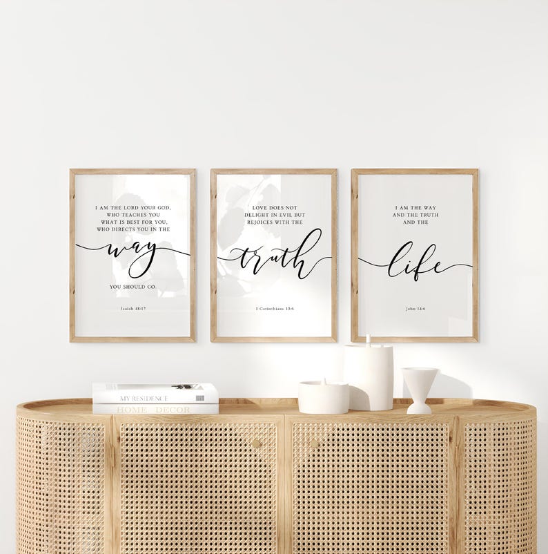 John 14:6 The Way The Truth Bible Verse Printable Wall art, Set of 3 Scripture Download, Christian Wall Decor, 11x14, 16x20, 20x30, A3, A1 image 1